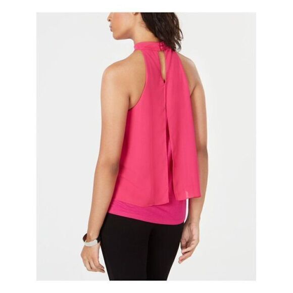 bar III Keyhole Cold Shoulder Blouse pink NWT size L - Picture 2 of 7